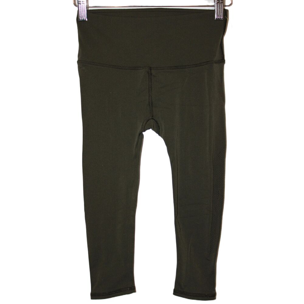 Womens Lululemon Align High Rise Olive Green Capri Cropped Leggings Pant Size XS